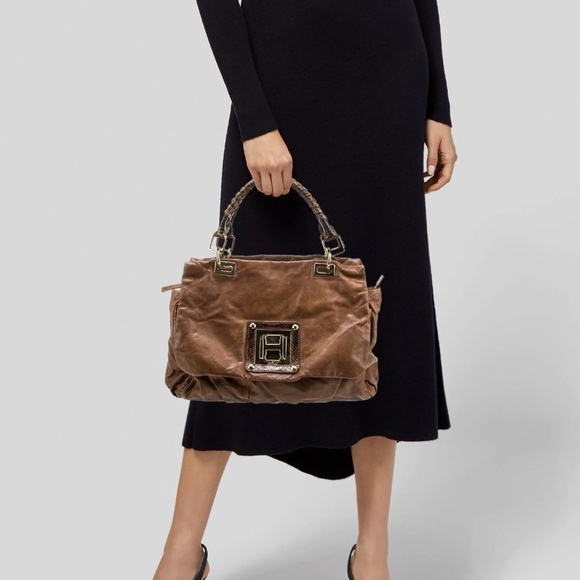 Halston Heritage Snakeskin Handle Shoulder Bag - Picture 2 of 14